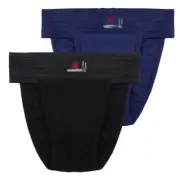 Athletic Back Covered Cotton Supporter Pack of 2 For Sports Gym Black Blue