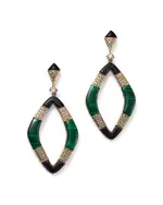 Bloomingdale's Fine Collection Malachite, Onyx & Diamond Drop Earrings in 14K Yellow Gold