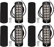 Aswalling 4 Pcs 12-Led Amber Flash Flashing Recovery Strobe Car Emergency Signal Led Orange Grill Breakdown Light Fog Light Beacon