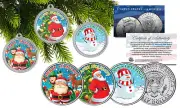 MERRY CHRISTMAS XMAS JFK Half Dollar 3-Coin Set - Snowman & Santa Tree Ornaments