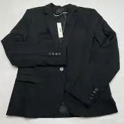 Metaphor Womens Blazer sz 10 Black Single Breasted Notch Collar Stretch New