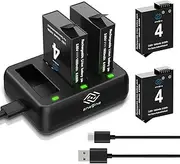 Anegine Osmo Action 4 3 Battery 1800mAh and 3-Slot LED Charger Kit for DJI Osmo Action 4/3 (2-Pack)