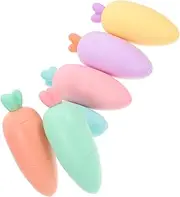 jojofuny 6pcs Cute Carrot Shape Highlighters Assorted Pastel Colors Mini Highlighters for Classroom Quick Dry No Bleed Ergonomic Chisel Tip Marker Pens for School Supplies