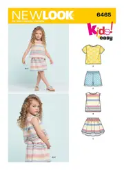 New Look Sewing Pattern 6465 N6465 Child's Easy Top, Skirt and Shorts