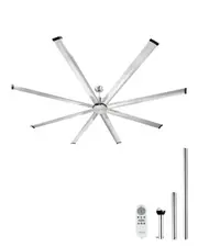244 cm Aluminum Ceiling Fan Without Light Remote Control Brushed Nickel