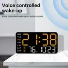 LED Digital Wall Clock Temperature 12/24H Date Week Display Desk Alarm Clock