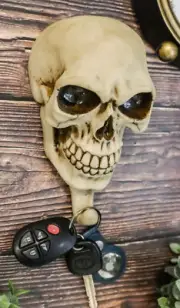 Pack Of 2 Macabre Halloween Grinning Evil Skull Head Bone Wall Coat Hook Plaque