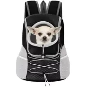 Pawaboo Pet Carrier Backpack Adjustable Pet Front Cat Dog Bag Black/Gray MEDIUM