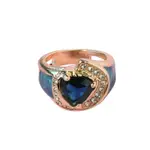HER LAB 新款戒指時尚簡約方形藍色鋯石戒指鑲嵌鑽石首飾戒指