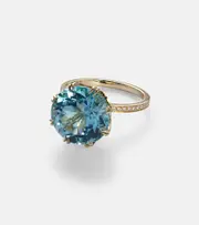 [Ileana Makri] Ileana Makri Solitaire Crown 18kt gold ring with topaz and diamonds L 1/2 gold