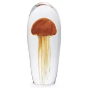 Dynasty Gallery Tall Jellyfish Orange Glow in The Dark Glass Figurine 9 Inches