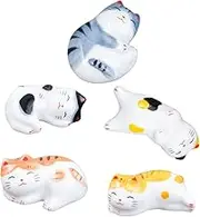 Garneck 5 Pcs Cute Cat Chopstick Holders - Japanese-Style Porcelain Rest and Tray Adorable Animal Ceramics for Dining Table for Sushi and
