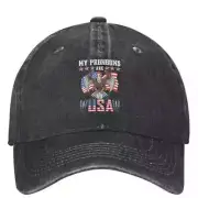 4th Of July My Pronouns Are Usa Washed Baseball Cap American Flag Eagle Casual