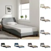 Bed Frame with Headboard Slatted Mattress Base Bedroom Furniture Fabric vidaXL