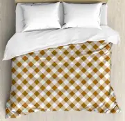 Brown Duvet Cover Set with Pillow Shams Cloth Pattern Geometric Print