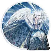 Knight Angel Michael vs Assyrians Round Beach Towel