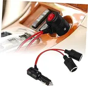 EXAOMBLE Car Cigarette Lighter Splitter with Switch Heavy Duty Adapter for Dual Device Charging Durable Extension Cord for Cars Easy Plug and Play Power Supply
