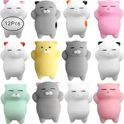 Outee Squishies Toys 12 Pcs Mochi Animals Toys Mochi Squishies Party Favors for Kids Stress Toys Mini Squishies Animals Cat Stress Relief Toys for Kids Adults
