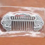 Real 999 Fine Silver Chinese Comb Dragon Abacus Shape Small Comb 97mmL