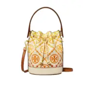 AUTH NWT Tory Burch T Monogram Degradé Mini Leather Bucket Bag In Ivory/ Multi
