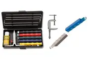 Lansky Deluxe Knife Sharpening System + C-Clamp Mount + Medium Serrated Hone + Lansky Super Sapphire Hone Bundle
