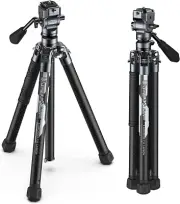 F38 Video Travel Tripod, 61.4" Lightweight Carbon Fiber Camera Tripod with Quick