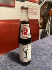 1983 WASHINGTON REDSKINS Super Bowl XVII 10oz Full Glass COKE Bottle w/Schedule