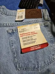 Cabelas Roughneck Regular Fit Men's Jeans 36x34 Stonewashed Blue B154