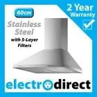 BRILCON 60cm Canopy Rangehood Stainless Steel Range Hood 600mm Tapered with LED