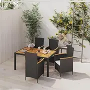 Patio Furniture Sets 5 Piece Outdoor Dining Set with Cushions Poly Rattan Black