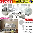 Circle Mirror Tiles Wall Stickers Art Decal Bedroom Silver DIY Home Art Decor AU