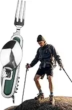 Camping Flatware, Stainless Steel Backpacking Cutlery, Portable Foldable Multi-Functios Flatware for Backpacking, RV Camping, Barbecue Tailgating
