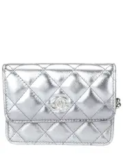 Chanel Metallic Silver Quilted Leather Coco Punk Belt Bag (Authentic Pre- Loved)