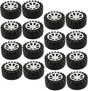40Pcs DIY Mini Car Wheels Vehicle Wheel Accessories for Car Models Replacement Parts for Crafting Rc Vehicles Black