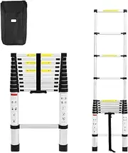 3.2M Telescopic Ladder with Storage Bag Aluminium Step Ladder Portable Extension Step,Multi-Purpose Ladder 150KG Max Capacity