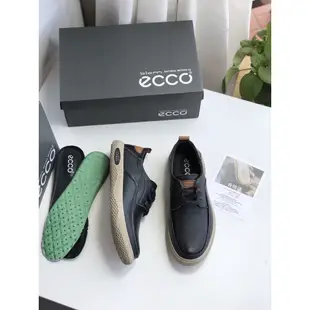 ECCO愛步男士商務休閒鞋鞋面頭層牛皮紋理自然細膩柔軟脚套鞋款設計簡單隨搭38-44