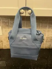 LL BEAN Nor'easter Insulated Tote Small Canvas Tote Bag Navy Blue Lunch No Strap