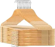 Ordani Coat Hangers - Premium Wooden Velvet Non-Slip Hangers 20-Pack - 44cm X 12mm Thin Flat Design with Rotating Chrome Metal Hook