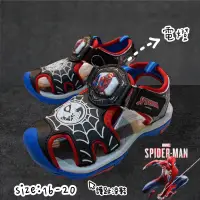 在飛比找蝦皮購物優惠-SPIDERMAN 蜘蛛人 兒童 涼鞋 護指 電燈 橡膠底 