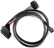 Mellisso Built-in 12G Mini SAS HD to U.2 / SFF-8643 to SFF-8639 Cable 0.5M with 15-Pin SATA Power Supply, Suitable for U.2 SSD