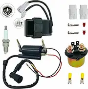 Ignition CDI Box&Ignition Coil&Starter Solenoid Relay Replacement for Kawasaki Bayou 300 KLF300 1989-2004