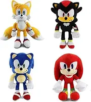 for The Hedgehog 11.8" Plush Toys, for Knuckles Shadow Tails Plush Doll Toys Gifts for Boys and Girls Cartoon Character Plush Children (4 pcs)