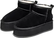 Best Gift Choice UGG 1978AUS Womens Ultra Mini Platform Boots - Australian Sheepskin Water Resistant Snow Boots, Anti-Slip Suede Winter Boots for Women, Super Warm and Comfort