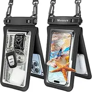 Niveaya Double Space Waterproof Phone Pouch - 2 Pack, Waterproof Phone Lanyard Case with iPhone 15/14/13/12 Pro Max/Pro/8 Plus, Galaxy S22/S21/S20/S10/Note 20/10/9 up to 7", Dry Bag for Vacation.