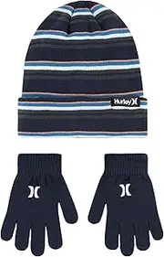 [Hurley] Boy`s Striped Beanie and Gloves 2 Piece Set