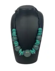 Yijan Aboriginal Art 7 Beaded Necklace - Women Ceremony Yuelamu (Turquoise)