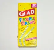 SEALED BOX! Vintage 1999 GLAD Flexible Straws (40) See Through For Fun! USA