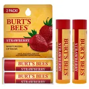 Strawberry Moisturizing Lip Balm Twin Pack by Burts Bees for Unisex - 2 x 0.15 oz Lip Balm