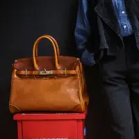在飛比找momo購物網優惠-【巴黎精品】手提包真皮側背包(復古植鞣牛皮柏金包男女包包p1