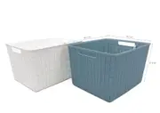 bulk 12 Plastic Rectangle Storage Basket W Handle 2 Assort Holder Fruit 29x21cm